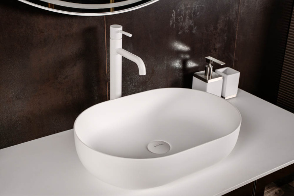 Раковина-чаша кориан овальная матовая, Slim 500*350*135 в магазинах СантехГид