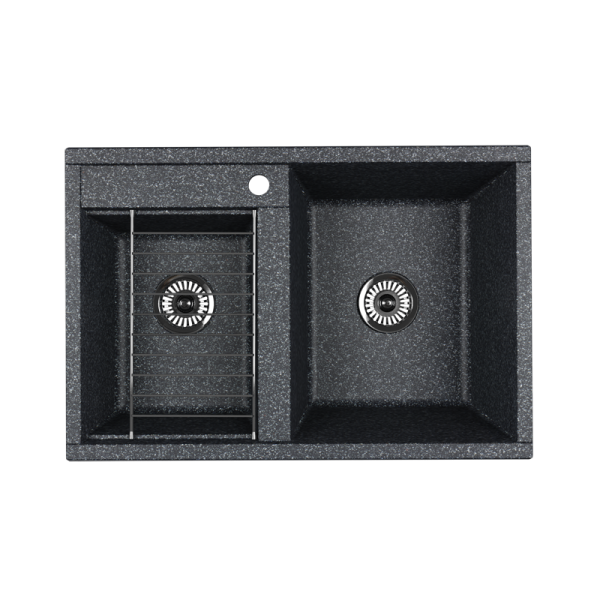 Кухонная мойка Aquaton Делия 78 DBL 2 чаши, цвет графит () 1A723132DE210