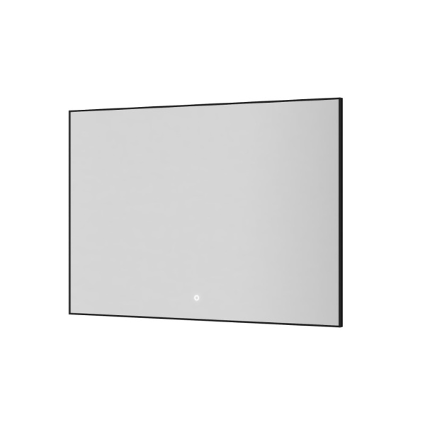 Прямоугольное зеркало , мет. рама, подсв., сенсор, антизапотевание, 100*70 BLACK 