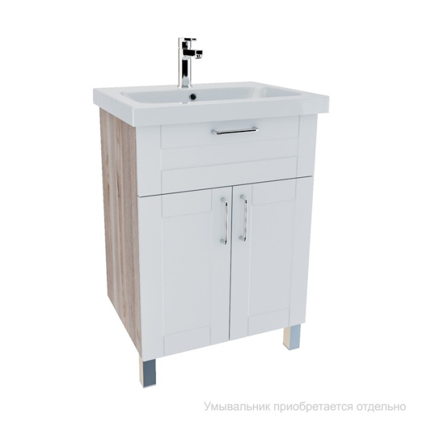 Тумба напольная, 60 см, белая/под дерево, New Sena, IDDIS, NSE60W2i95