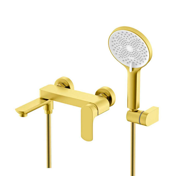 Смеситель Raglo R03.30.03 для ванны и душа настенный излив поворотный 15 см, сатин золотой