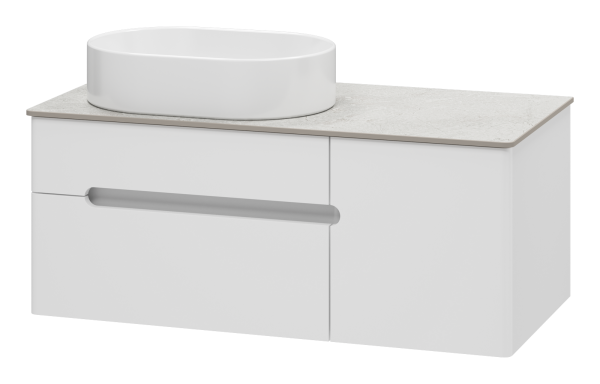 Тумба под раковину Misty Роял 100 подвесная (белая) со столешницей и раковиной