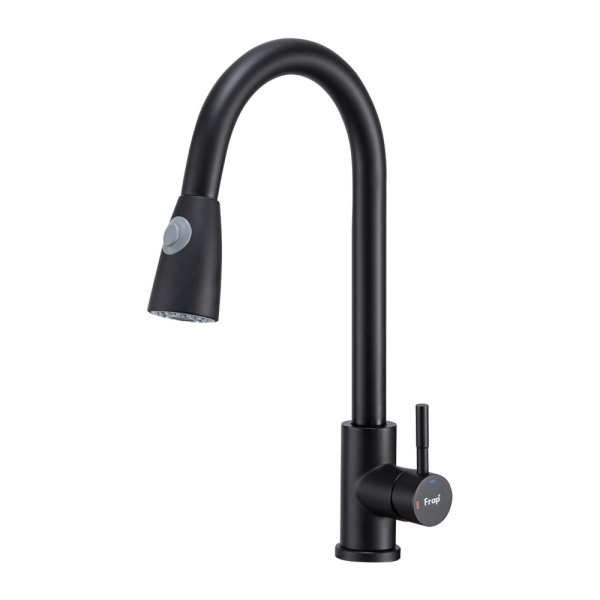 Смеситель для кухни с выдвижным гибким изливом/черный FRAP F60991-6