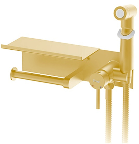 Гигиенический душ с бумагодержателем и полочкой/сатин золото FRAP F2075-3