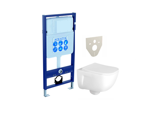 (рама AQUATEK Standard INS-0000012(без клавиши и крепежа)+унитаз ДИВА AQ2012-00 с тонким сиденьем soft-close SET AQUATEK ДИВА