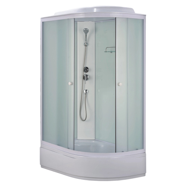 Душевая кабина Loranto 1180х780х2150 левосторонняя, белое заднее стекло, поддон 26 см, матовое стекло 4 мм, профиль белый (CS-985-LTM/W-120)