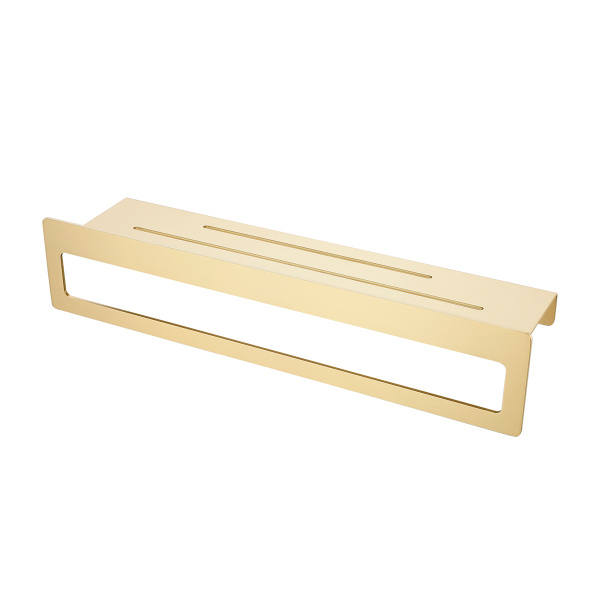 Полка для ванной и душа Raglo прямая с держателем для полотенца 400 мм,сатин золотой R340.04.03