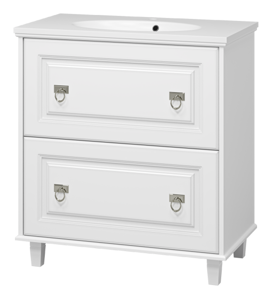 Версаль - 80 Тумба с 2 ящ. белая матовая + раковина