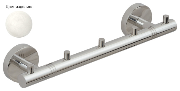 Вешалка КАНЬОН - 5 крючков / L 260 (Флок белый)