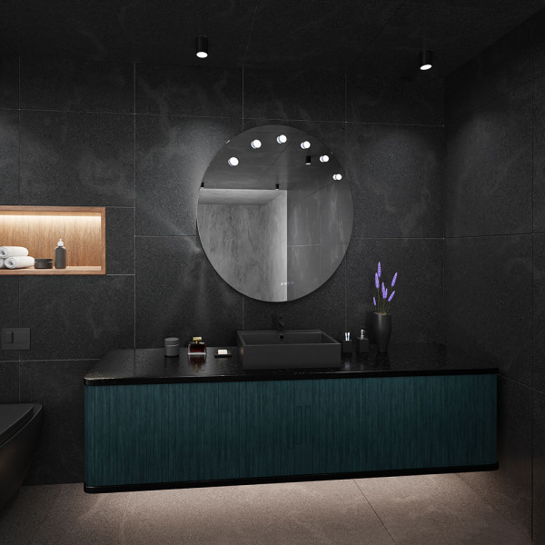 Зеркало Гримерное "Nicole" 1000 (сенсорный выключатель, смена цвета, 6 ламп в комплекте, часы 