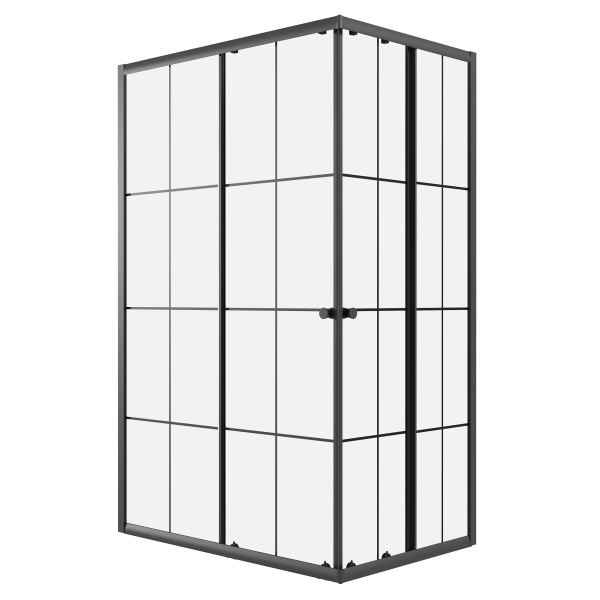 Душевое ограждение Niagara Eco (100х80х190) прямоугольник,раздвижное,черный,стекло клетка,1 место NG-1018-14QKL 