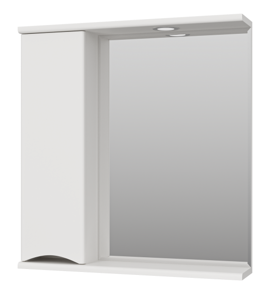 Зеркало Атлантик - 70 с 1 шкаф. белый левый