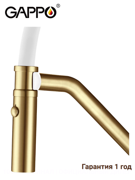 Лейка для кухни 2-функциональная хром сатин золотой Gappo