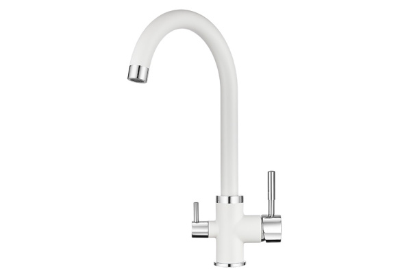 Смеситель для кухни однорыч. АРКТИК, с подкл. для питьевой воды, бел., GRANULA