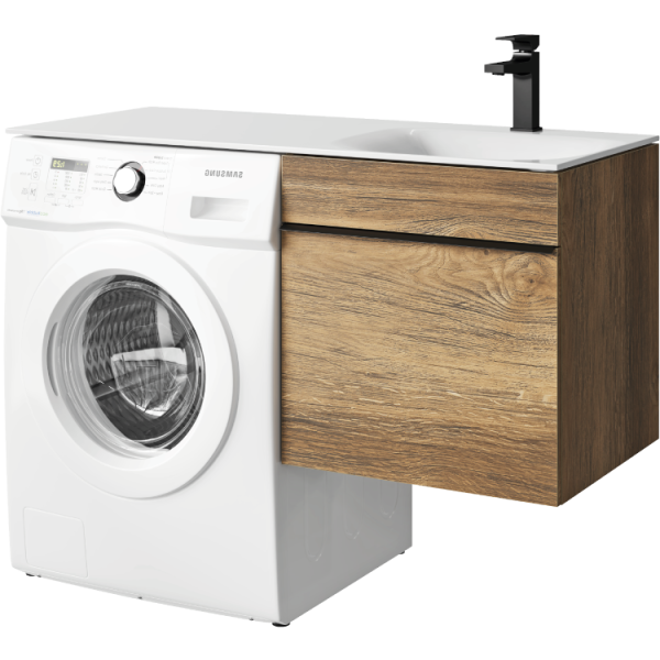 Подвесная тумба под стиральную машину с одним ящиком 115 см, цвет дуб балтийский