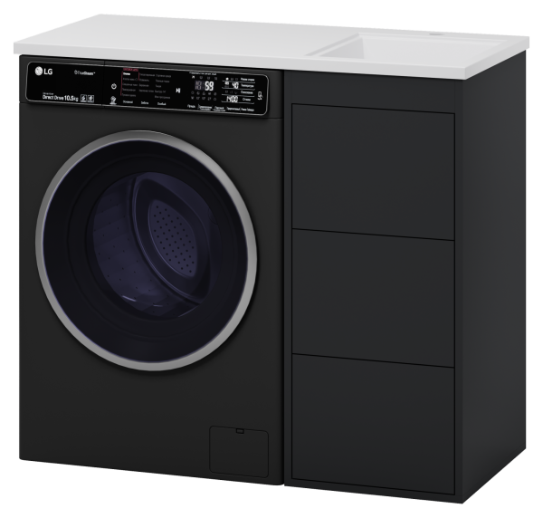 Тумба Brevita Grafit 40 под стиральную машину (графит) с раковиной Misty Гавана 100 правая