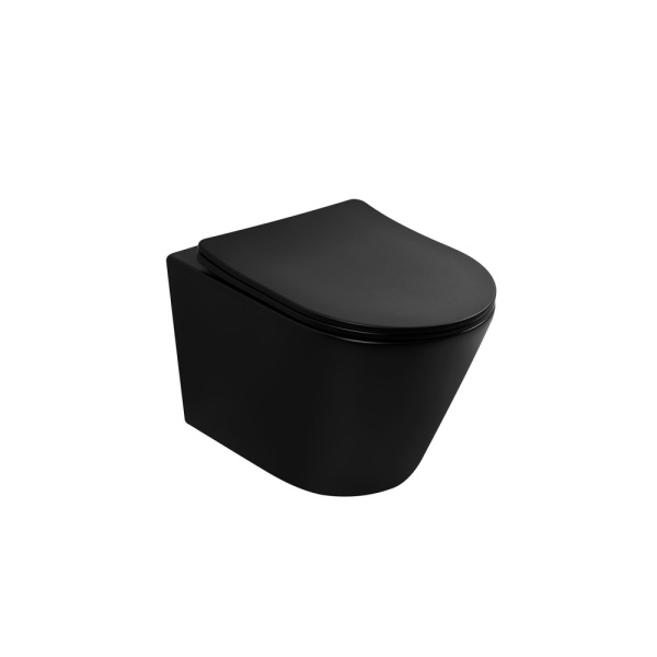 Унитаз ABBER Bequem AC1102TMB подвесной черный матовый, безободковый, смыв торнадо