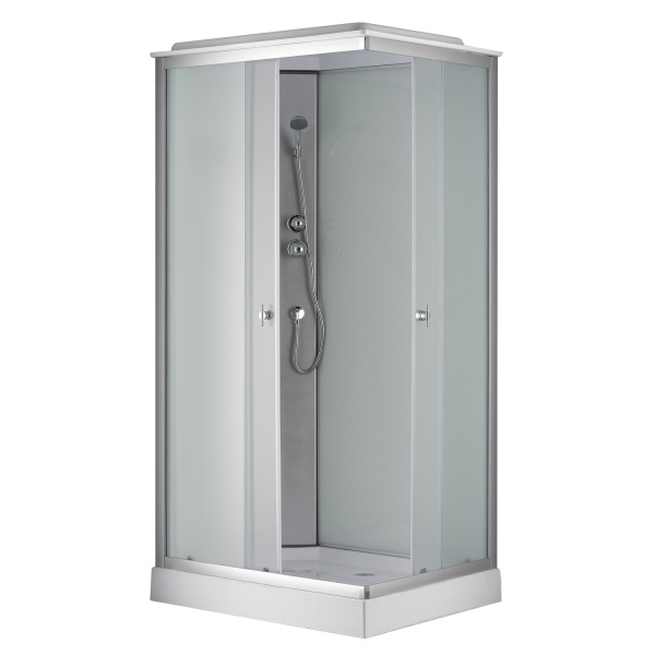 Душевая кабина Loranto 1000х800х2150 левосторонняя, белое заднее стекло, поддон 13см, матовое стекло 4мм, профиль сатин () CS-5180-13L F