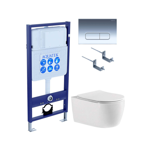 (рама AQUATEK Standard INS-0000012, клавиша KDI-0000016, крепеж KKI-0000002+унитаз ЕВРОПА AQ1106-00 с тонким сиденьем sc) SET AQUATEK ЕВРОПА cmp016