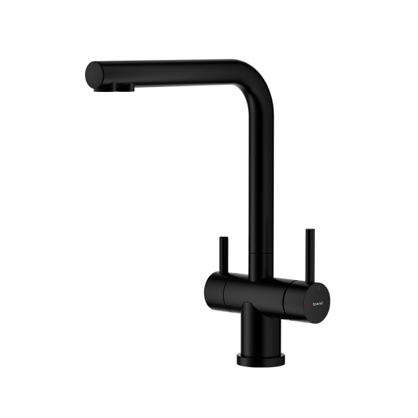 Смеситель Splenka S70.61.06 для кухни с подключением к фильтру Г-образный поворотный излив, черный