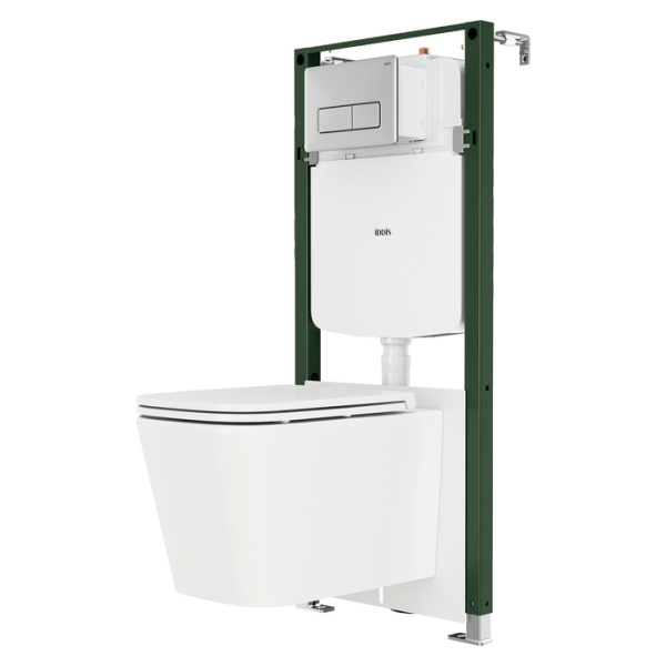 Комплект 3в1: подвесной унитаз, пневматическая инсталляция и клавиша смыва, Basic, IDDIS, BASBIPA5i73