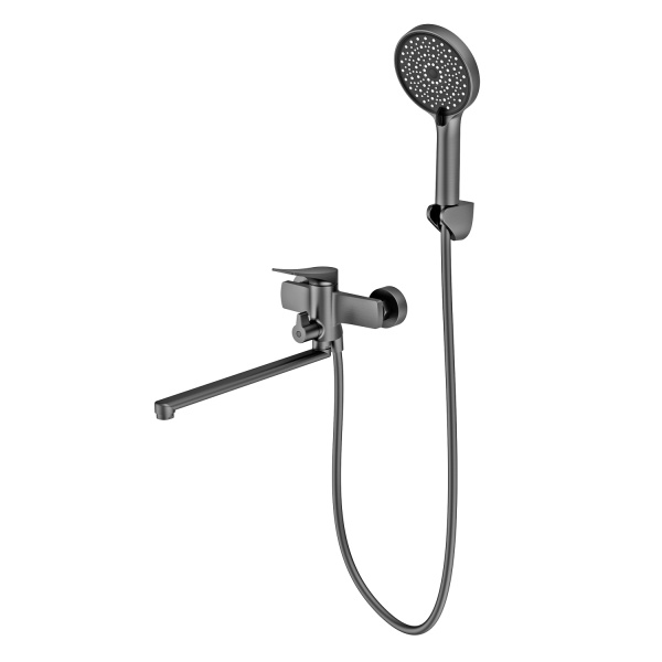 Смеситель Splenka S54.22.09 для ванны и душа универсальный поворотный излив 35 см, графит