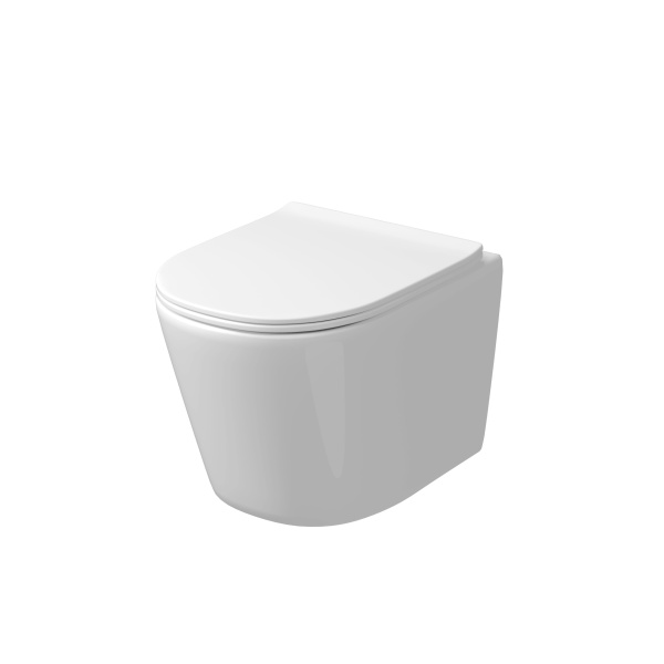 Унитаз подвесной Grossman (485х360х330) безободковый,белый с тонкой крышкой,микролифт GR-4477SQ