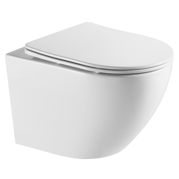 Унитаз подвесной Azario Grado 370х490х360 смыв "Торнадо", скрытое крепление, безободковый, в комплекте с быстросъемным сидением микролифт () AZ-0046-UQ3