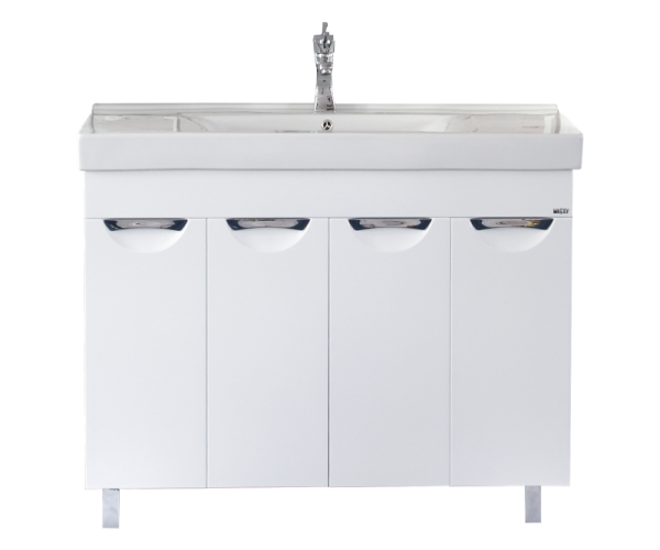 София -100 Тумба прямая белая эмаль + раковина