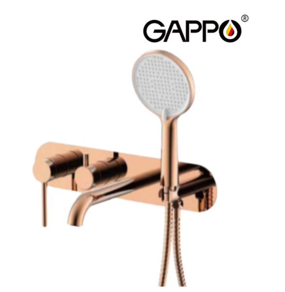 Встраиваемый смеситель для ванны и душа матовое розовое золото Gappo G3306-43