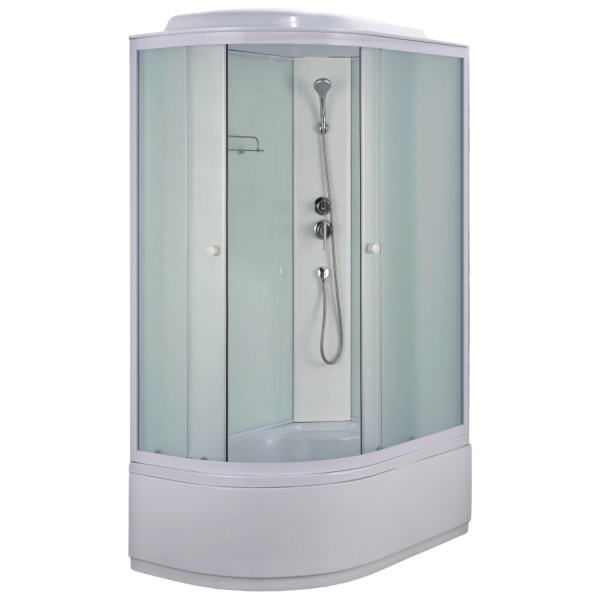 Душевая кабина Loranto 1200x800x2150 правосторонняя, белое заднее стекло, поддон 40 см, матовое стекло 4 мм, профиль белый () CS-887EDTM/W-120