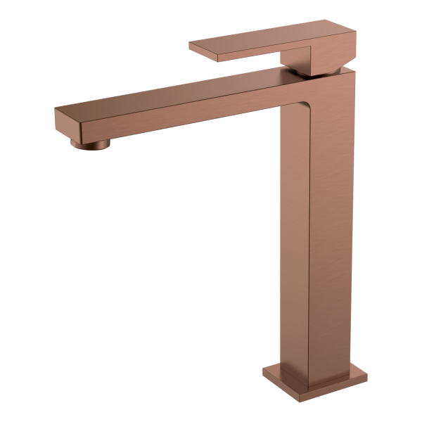 Смеситель для умывальника высокий Qubic Brushed Bronze
