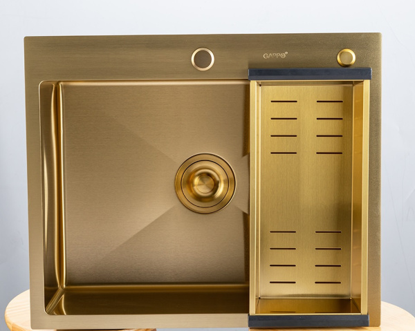 Мойка кухонная сатин золотой GAPPO GS6050-3