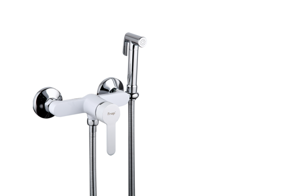 Гигиенический душ с настенным смесителем белый/хром FRAP F2041-8