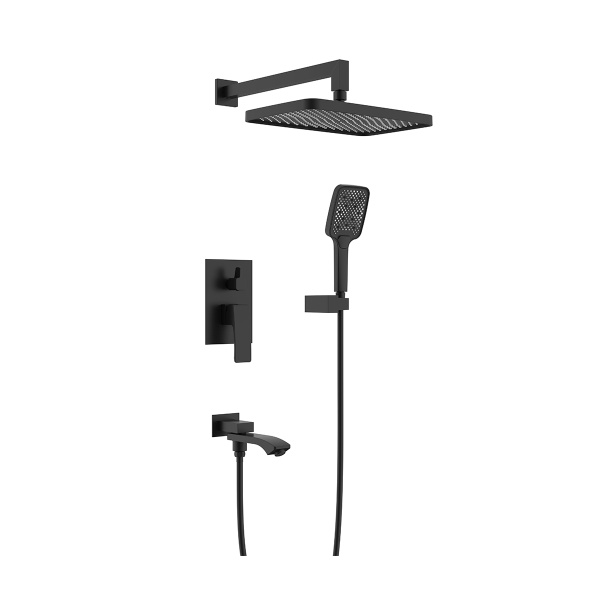 Душевая система Raglo для ванны и душа встраиваемая на 3 режима излив поворотный 20 см, черный R01.27.06