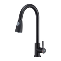 Смеситель для кухни с выдвижным гибким изливом/черный FRAP F60991-6