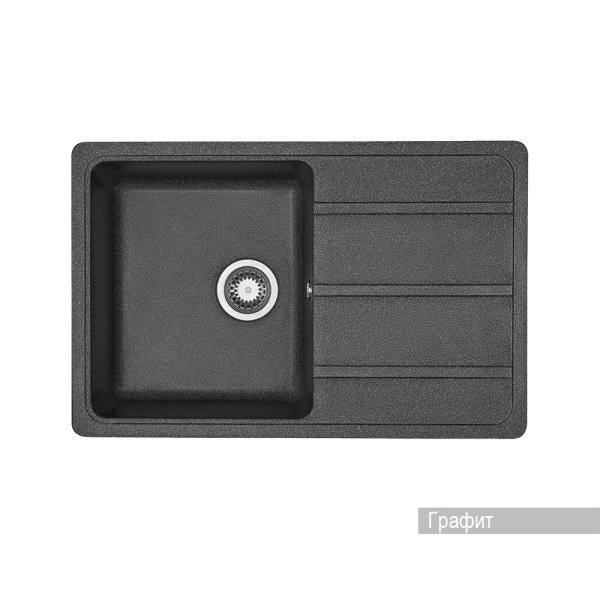 Мойка для кухни AQUATON Аманда прямоугольная с крылом графит 1A712832AD210