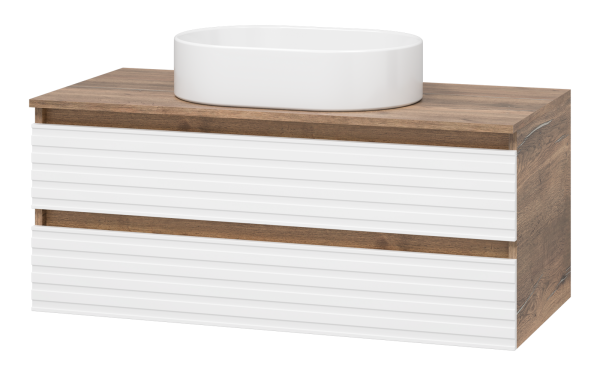 DAKOTA -100 Тумба подвесная 2 ящ. (ДСП (Дуб Гал. Белый) + раковина