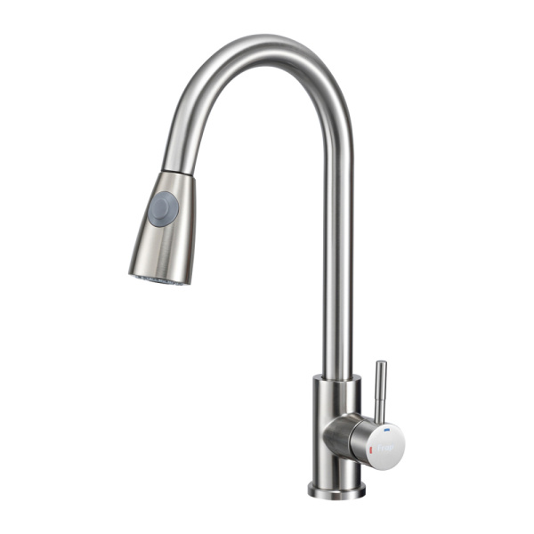 Смеситель для кухни с выдвижным гибким изливом/Сатин FRAP F60991-5