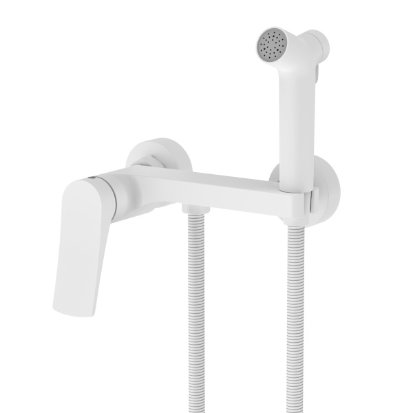 Смеситель Splenka S54.51.08 с гигиеническим душем настенный , белый