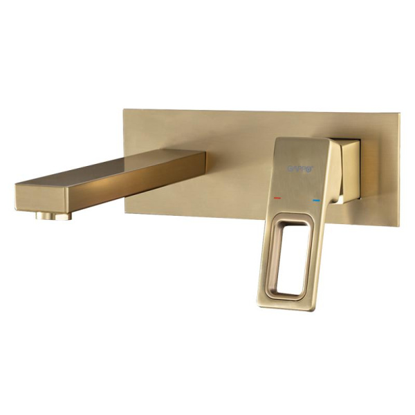 Смеситель встроенный для раковины сатин золото GAPPO G1017-13