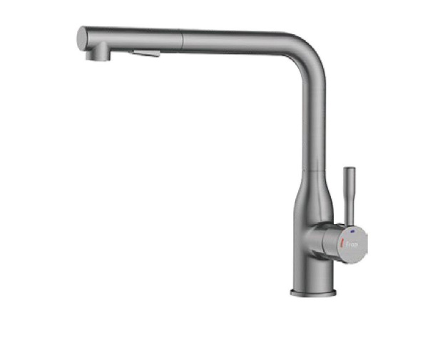Смеситель для кухни с выдвижным изливом оружейная сталь FRAP F6096-9