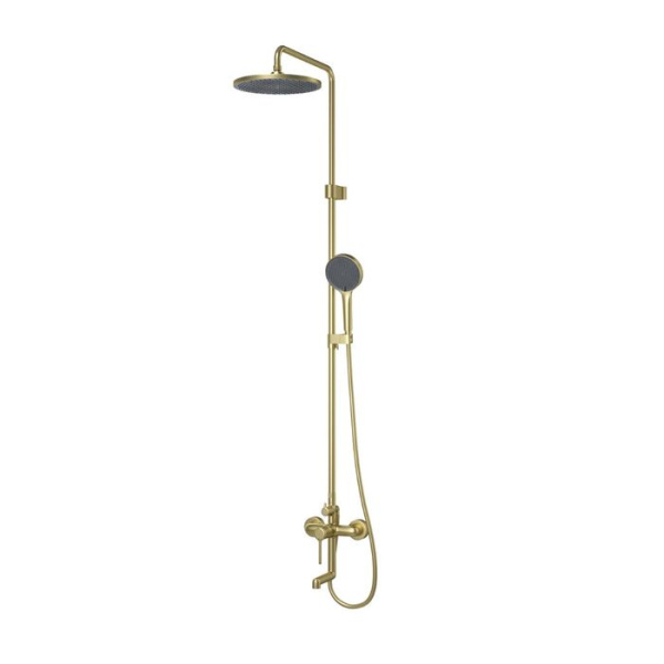 Душевая система с тропическим душем и изливом, золотой матовый, Aiger, IDDIS, AIGMG3Fi06