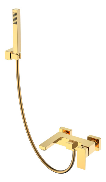 Смеситель для ванны с душем Qubic Shine Gold