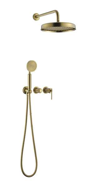 Смеситель встроенный + верхний+ ручной душ, ETERNA MATT GOLD