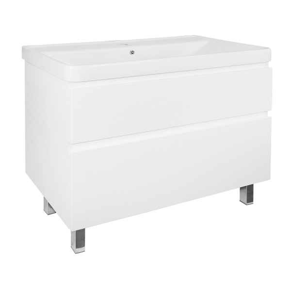 Комплект Тумба Azario Мила 100 Н 1000х470х860 напольная, с раковиной Monte 100, белый () CS00089954