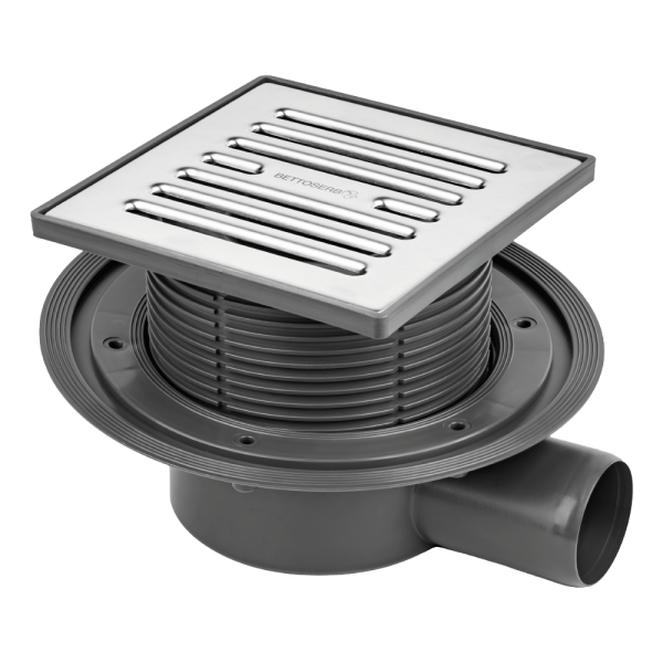 Трап с мульти-сифоном BETTOSERB Superior Quadro 15х15 горизонтальный выпуск