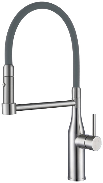 Смеситель для кухни с гибким изливом серый/сатин GAPPO G4398-55