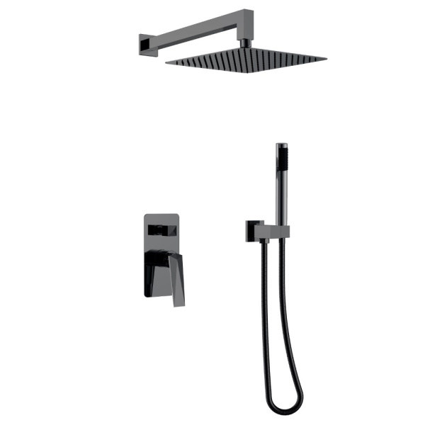 Смеситель встроенный + верхний душ + ручной душ Shine Gun Metall