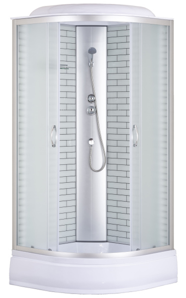 Душевая кабина Loranto 100х100х215 поддон 25 см, белый кирпичный узор, стекло 4 мм, профиль хром () CS-6610-25FW 100